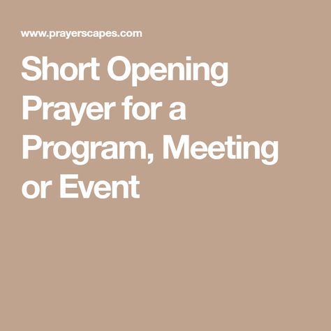 short opening prayer for programs